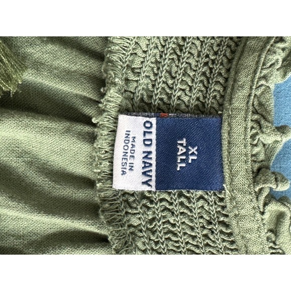 Old Navy Women's XL Tall Linen-Blend Tie-Shoulder Cropped Cami In Sage Green - Picture 4 of 7